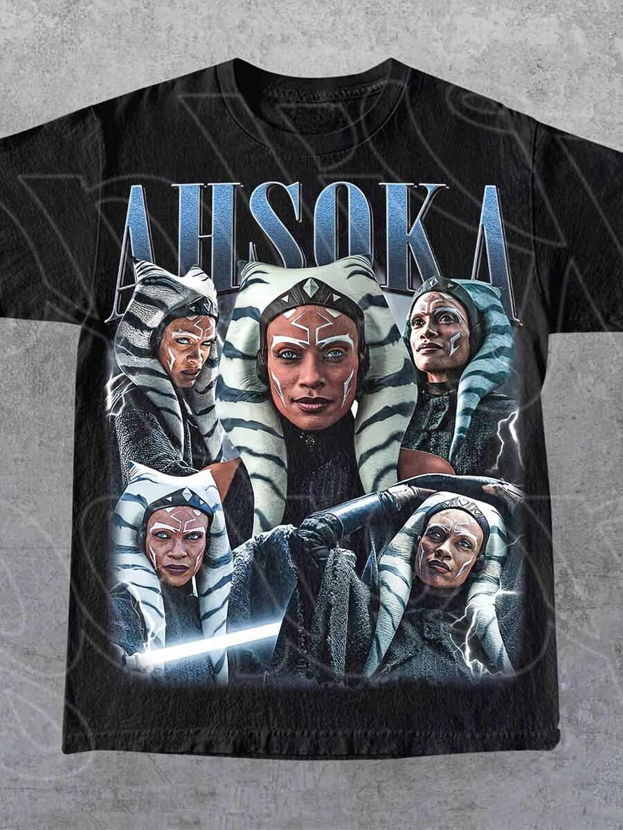 Ahsoka Tano Shirt Vintage Retro Jedi Graphic Unisex T-Shirt Mandalorian Rebels Cosplay Gift Best For Christmas Gift - Black - View 1