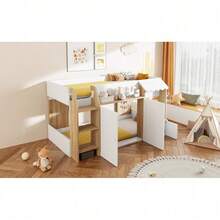 Kids Bed Frames, Headboards & Footboards - White+Natural + Wood + 90cm*200cm - View 10