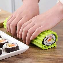 1pc Sushi Rolling Mat, Non-Stick Rice Roll Mold For DIY Japanese Sushi, Easy Clean Flexible Silicone Kitchen Tool - Green - View 2