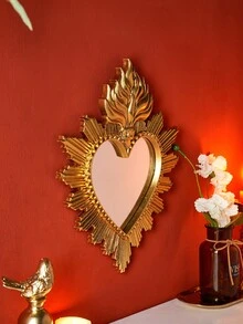 1件简约圣心火焰造型装饰挂件，手工制作，火焰心形装饰，适用于家居墙面、客厅、卧室、书房或摄影道具，多种颜色可选 - 彩色 - 查看 6