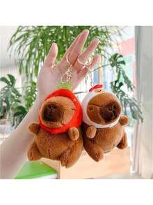 4.7 Inch Soft Capybara Plush Keychain Doll, Realistic Cute Capybara Plush Doll, Soft Fabric Durable, Pink Capybara Stuffed Doll, Children's Party Favor, Birthday Decoration, Daily Gift Surprise Choice - Multicolor - View 8