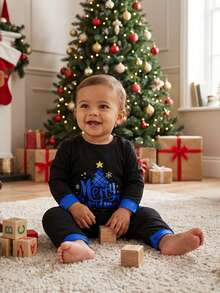 Family Matching Christmas Pajamas Star Print Top  Plaid Pants Xmas Loungewear Sleepwear Matching Christmas Pajamas For Men Women - Baby - 查看 8
