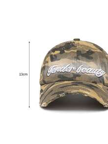 1顶字母刺绣迷彩棒球帽，男女情侣款，时尚休闲做旧弯檐帽 - 彩色 - 查看 8