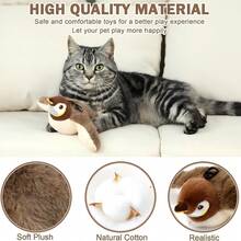 USB Rechargeable Electric Simulated Sparrow Cat Toy, Interactive Vibrating Rotating Wing With Realistic Bird Sounds, Feather Tail Cat Teaser Toy, Self-Entertainment & Hunting Interaction - Multicolor - View 4