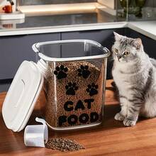1pc Creative PVC Cat Food Storage Box Sticker - Removable Self-Adhesive Wall Decal, Home Decor Sticker - Black and White - View 7