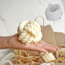 1pc DIY Resin Mold, Braided Knitted Ball, Candle, Silicone Mold, Plaster Decoration, Suitable For Daily Atmosphere Decoration Crafts - White - View 1