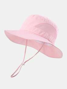 1顶儿童渔夫帽，夏季透气遮阳帽，适合1-8岁儿童，可调节下巴带，宽檐沙滩帽 - 1PC - 查看 12