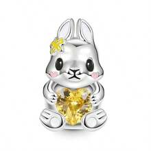 DIY兔子云马龙羊龟动物多系列串珠吊坠，适配原装欧洲女士纯银手链首饰礼品 - 彩色 - 查看 17