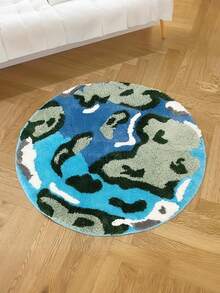 Chic Black & White Circular Rug, Minimalist Design For Living Room & Bedroom, Thick Non-Slip Carpet, Plush Swivel Chair Mat, Plush Earth - Multicolor - View 4