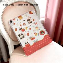 1pc High Transparent Anti-Drop TPU Tablet Case, High Definition Heart-Shaped Kitten & Cherry Tomato UV Printing, Compatible With IPAD 11 2025, MINI6/7, AIR1/2, Air4/AIR5/Air6/AIR7, 9.7-Inch IPad 2019/2020/2021, 10.2-Inch IPad 10/11, AIR11 (2024/2025), PRO11 (2024), PRO11 (2018-2022), PRO12.9-Inch/AIR13 - Multicolor - View 5