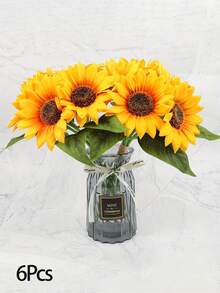 7 piezas de 27,5 cm de girasol realista, adecuado para manualidades DIY y decoración del hogar - Flores artificiales en floración para interiores/exteriores, se pueden usar para ramos de novia y decoración de mesa. Adecuado para decoración de verano, decoración del hogar, decoración del dormitorio, decoración de la casa, decoración de la sala de estar, decoración de la habitación, decoración de cumpleaños, decoración de bodas.