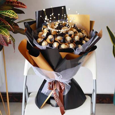 21 Parça Kendin Yap Şeker Çikolata Şeffaf Top Bambu Çubuk İnci Taç Çiçek Standı, Yıldönümü Partisi, Doğum Günü Buketi İçin Uygundur