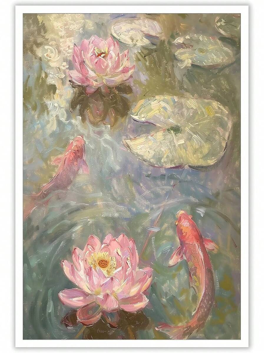 Arte de pared en lienzo de estanque de koi, póster de jardines botánicos japoneses, impresión vintage de loto rosa, decoración de pared japonesa para el hogar, dormitorio, bar, carrito, decoración de pared xin sin marco, cuadros decorativos para sala, póster, con marco, pósters, cuadros para la pared, marcos para cuadros, cuadro, Virgen de Guadalupe, salas - transparente - Ver 1