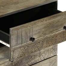 vidaXL Buffets 2 pcs gris clair 60x33,5x75 cm bois de manguier massif - Noir - Voir 8