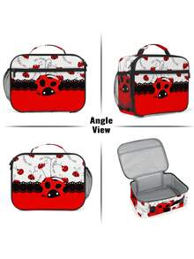 Kids Cute Ladybug Print Lunch Bag With Lunch Box - Red Design With Ladybug Pattern, Handles And Zipper Closure, Large Capacity Portable Lunch Box, Easy To Clean And Reusable, Lovely Tote Lunch Bag - one-size - View 8