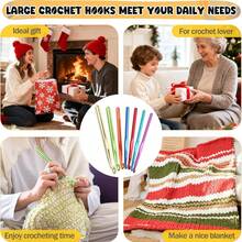 7pcs Large Metal Crochet Hook Set (15mm/12mm/10mm/9mm/8mm/7mm/6.5mm) - Heavy-Duty Single-Ended Hooks With Color-Coded Tips For Blankets, Amigurumi & Tapestry - Ideal For & Crocheting, All Skill Levels - Multicolor - View 9