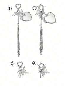 金属唇膏收纳吊坠，配有可替换不锈钢网袋，心形和星形唇膏盒钥匙扣，银色镂空蝴蝶吊坠，内置迷你镜子，时尚悬挂装饰，可用于存放润唇膏和化妆品，是手提包和钱包的时尚配饰，便携式化妆用品，适合女性、女孩、爱美人士和送礼佳品。 - 彩色 - 查看 6