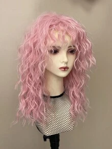 Red Wool Roll Wig With A Center Part And Bangs, Made Of Synthetic Fibers, Suitable For Everyday Wear, Cosplay, Parties, And Other Occasions. - Red - View 9