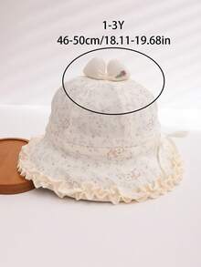1pc Ditsy Floral Princess Hat, Cute & Versatile Baby/Toddler Girl Sun Hat With Lace Trim, Suitable For Outdoor Activities, Fits Ages 1-3 - Floral Bunny Bowl Hat - View 3