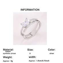 1pc Women's Fashion Minimalist Elegant Wedding Ring, Inlaid With Sparkling Synthetic Cubic Zirconia, Exquisite High-End Mother's Day, Valentine's Day, Christmas Gift, Minimalist Style Versatile Elegant Shiny Women's Jewelry - Silver - View 6
