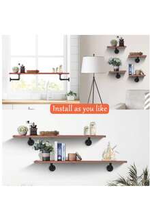 2pcs Pipe Brackets Suitable For 8", 10", 12", 14" Boards, Industrial Pipe Metal Spacer Brackets, Suitable For Home Decor Wall Mounting Brackets - Black - View 5