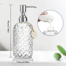 13Oz Glass Soap Dispenser With Rust Proof Pump, Refillable Kitchen Soap Dispenser For Dish Soap, Bathroom Soap Dispenser For Dispense Hand Soap, Lotion - Transparent - View 2