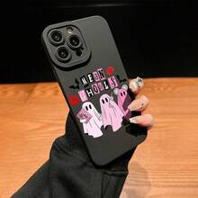 Cute Ghost Pattern Phone Case, Anti-Drop Phone Case, Decorative Phone Protector Cover Compatible With IPhone 11 12 13 14 15 16 17 Pro Max - Black - View 4
