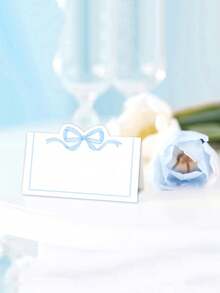 10/30pcs Pink Bow Shaped Place Cards, Elegant Guest Name Cards, Blue Bow Place Cards, Size 4x3.5 Inches, Cute, Blank, Suitable For Weddings, Birthdays, Camping, Name Cards, Party Table Decor, Wedding And Holiday Party Seating, 1 Pack - Multicolor - View 8