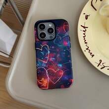 Funda para teléfono: Funda de película dos en uno con patrón de corazón temático del Día de San Valentín, diseño robusto de doble capa que proporciona excelente protección, duradera y a prueba de golpes, adecuada para iPhone 17/16e/16/15/14/13/12/11/8/7/X/XS/XR/Plus/Pro Max/SE2/SE3, regalo ideal de cumpleaños y Navidad - Colores mixtos - Ver 8