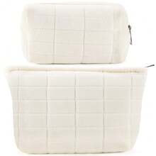 ZLFSRQ 2Pcs Makeup Bag For Women  Large Capacity Cosmetic Bags Pl 11ush Pencil Case White Checkered Pouch For Purse Coquette Zippered Toiletry Bag Organizer Y2K Aesthetic Pencil Pouch - Pl 11ushCheckered2件裝白色 - 查看 2