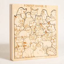 1件装创意外星趣味猫咪拼图训练：儿童认知能力、手眼协调能力、拼图、木制玩具、外星动物拼图、烧脑拼图、高难度木制拼图玩具、创意礼物、锻炼观察力、专注力、天然木色外星动物拼图、创意DIY 3D拼图板、儿童拼图玩具、亲子互动桌面玩具、礼品 - 彩色 - 查看 9