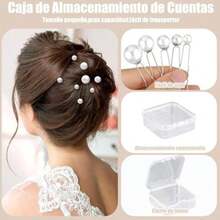 50 Piezas de Horquillas de Perlas,Accesorios para el Cabello de Novia con Perlas,5 Tamaños,Elegantes Accesorios para el Cabello Retro en Forma de U con Caja Blanca de Almacenamiento,Plateado(default) - Multicolor - Ver 5