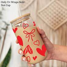 UV DTF Cup Wrap Sticker - 4 Sheets Love, Valentine'S Day Love Flower Pattern Designs UV DTF Cup Stickers 16oz Glass Water Bottle, Mugs, Decorative DIY Craft Supplie PVC Self-Adhesive Heart Valentine's Day Dtf Transfers Stickers For DIY Mug Crafts Valentine'S Day Gifts