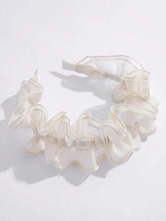 1pc Solid Color Ruffled Versatile Women Casual/Holiday Decorative Accessory Hair Band/Headband, Summer