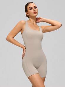 MASKERT Bộ đồ liền thân gợi cảm hở lưng dành cho nữ, không tay, co giãn, mềm mại và thân thiện với da, thích hợp cho yoga và thể dục. - Màu be - Xem 3