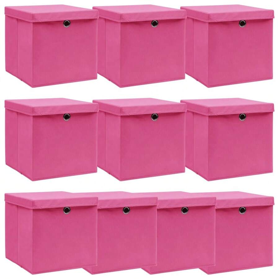 vidaXL Camerette con Coperture 10 pz Rosa 32x32x32 cm in Tessuto - Rosa - Visualizzare 1