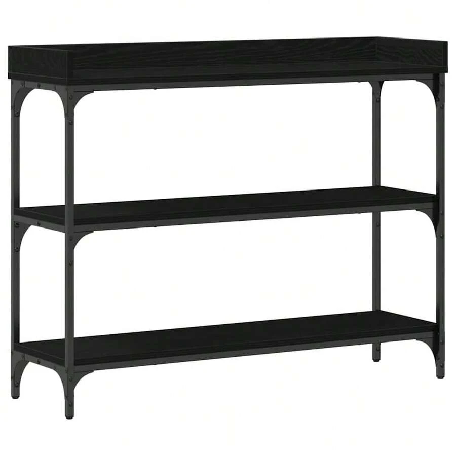vidaXL Tavolo Consolle con Étagère Chêne Nero 100 x 30 x 80 cm - nero - Visualizzare 1