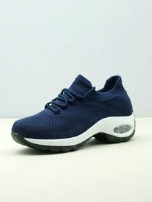 Giày thể thao nữ màu trắng và hồng kiểu dáng slip-on, có đệm giảm sốc, phù hợp cho chạy bộ, mặc thường ngày, khiêu vũ, cho con bú, đế cong, đế xuồng - Màu xanh lam - Xem 8