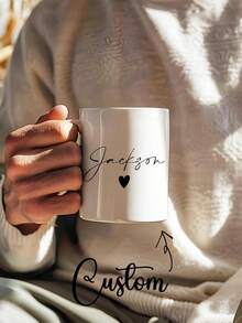 Customized Letter Name Coffee Mug, Personalized Design Cup, Customized Ceramic Mug, Creative Mug, Personalized Gift Water Cup, Personalized Coffee Mug, Personalized Best Friend Mug, Ceramic Cup, Creative Mug, Bridesmaid Gift, White Tea Cup - Multicolor - View 2