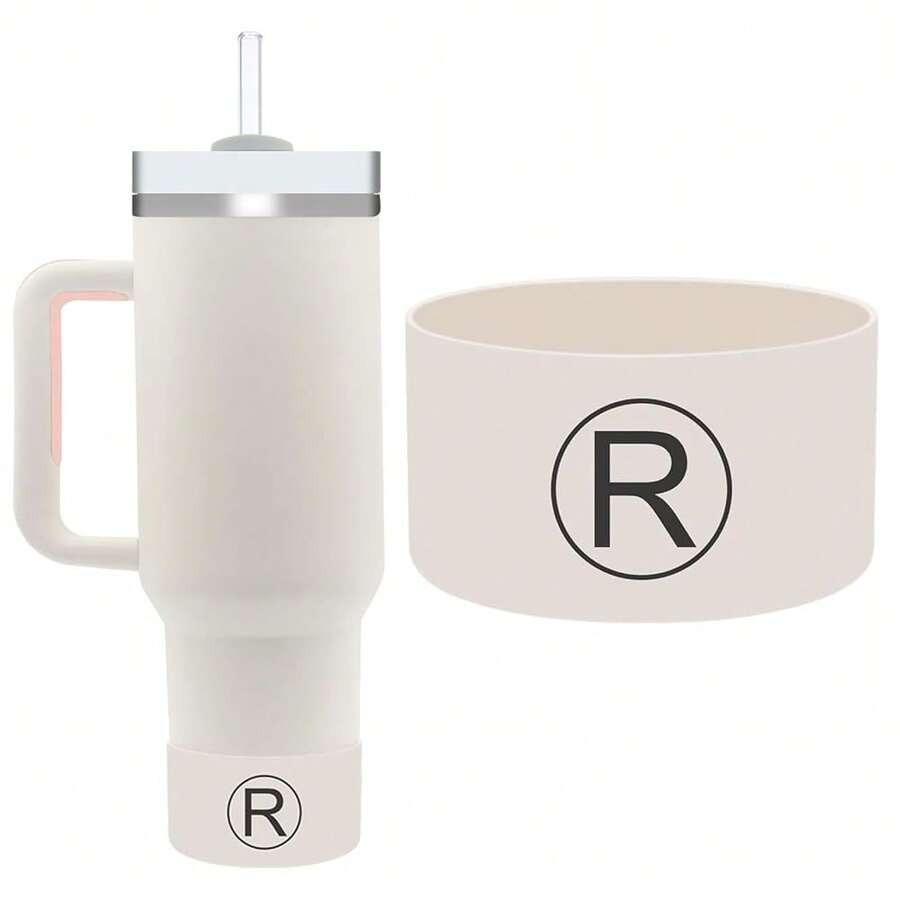 Velaco Initial Letter Protective Silicone Boot For   H2.0 40 30 20 Oz & IceFlow Flip 30 20 Oz,  Anti-Noise Anti-Scratch, Tumbler Protector Sleeve Cover Boot - R - 查看 1