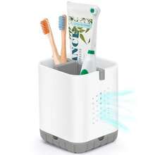 Boperzi Toothbrush Holders For Bathrooms, Detachable Electric Toothbrush Holder,  Toothbrush Holder Drainage, 3 Slot Toothbrush And Toothpaste Holder Storage Caddy, Toothbrush Organizer White/Grey - 灰色和白色 - 查看 2