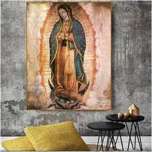 Pintura al óleo del arte de la Virgen Maríaéxico Guadalupe pintura en lienzo carteles e impresiones decoración de la sala de estar del hogar xcmxin) - transparente - Ver 8