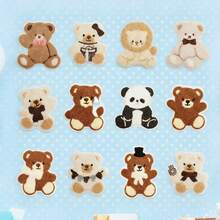 12pcs Plush Teddy Bear Patches, Cute Small Bear Embroidered Iron-On Appliques For Clothes, Hats, Bags, Shirts DIY Decoration - Multicolor - View 1