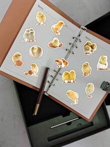 51/102 Pcs Cute Chick Stickers, Hatching Chicks And Eggs Pattern, Realistic Adorable Vinyl Material, Suitable For Diaries, IPads, Laptops, Spring And Easter Decor Gifts - Yellow - View 7