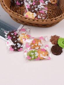 50pcs/100pcs Baking Bag Cookie Snack Candy Packaging Bag Baking Box Creative Gift Box Cake Dessert OPP Self-Adhesive Bag Heart Self-Sealing Bag Card Snack Bag