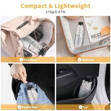 Mini Travel Umbrella - UPF 50+ Sun Protection Compact Manual Open Small Sun Umbrella - 03Pink - 查看 4