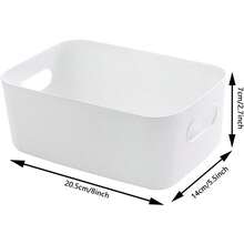FEOOWV Small Plastic Storage Baskets 8 Pack White Portable Stackable Multipurpose  Ideal For Pantry Fridge Closet Bedroom Office - trắng - Xem 2