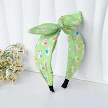 1pc Easter Bunny & Egg Print Fabric Bunny Ear Wide Headband, High Crown Pressure Hair Accessory, Suitable For Holiday Party, Daily Outings, Boho Cute Hair Hoop ,Hair Band ,Diadema - Multicolor - View 13
