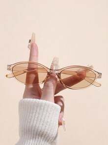 1副塑料女士造型全框豹纹黑色双色Y2K经典辣妹风现代简约风太阳镜基础款时尚眼镜，适合夏季海滩度假外出穿搭 - 彩色 - 查看 4