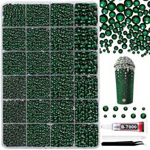 Resin Rhinestones For Crafting Bedazzling,2-6MM Rhinestones For Nails Art,Emerald Green Nail Rhinestone And Gems,Nail Diamond Flatback Gems Crystals Charms For Nail Design DIY Makeup Decor - 10EmeraldGreen - View 2